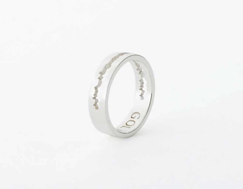 The Cut Wave Ring placed vertical in Sterling Silver